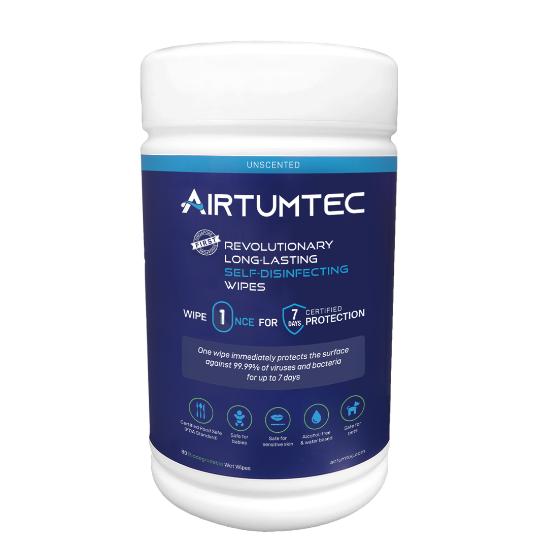 Airtumtec Long Lasting Self-Disinfectant Wipes (80 sheets) - Unscented